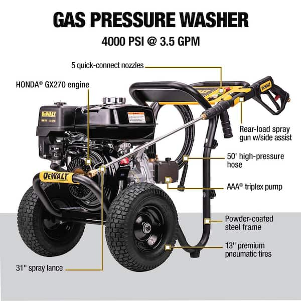 4000 PSI 3.5 GPM Cold Water Gas Pressure Washer with HONDA GX270 Engine