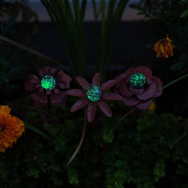 Glow Flowers, Glow in the Dark Globe, Fairy Garden Accessories, Miniature Flower  Picks, Set of 3 