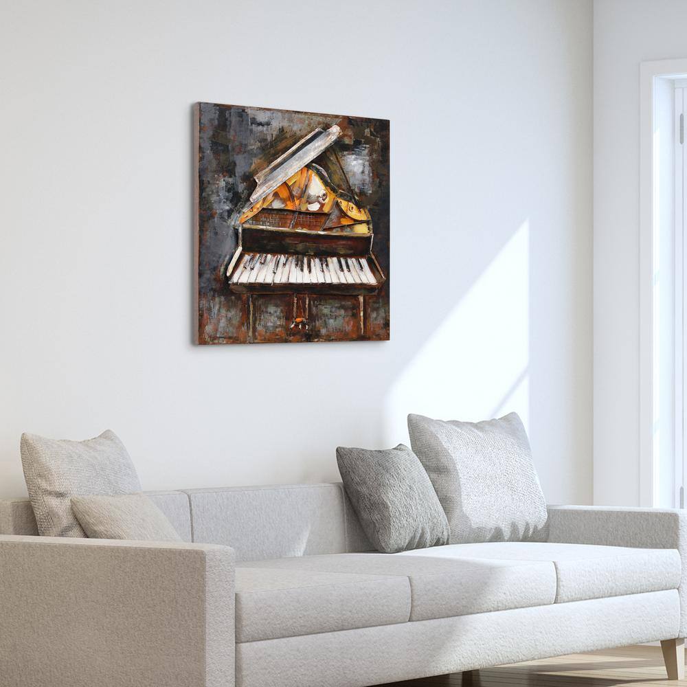 Magic Keys Multicolor Hand Painted Metal Piano Wall Art, 32" x 32"