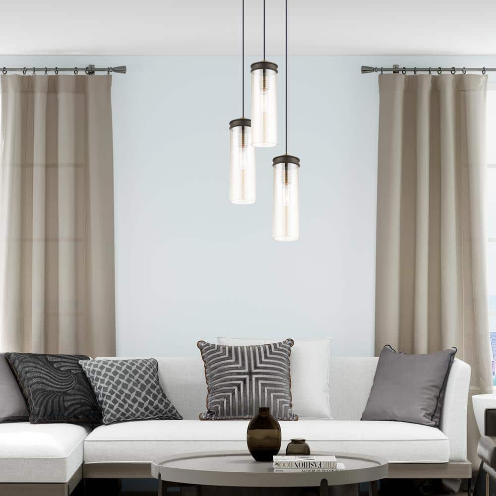Bronze and Champagne Glass Mini Pendant Light with LED
