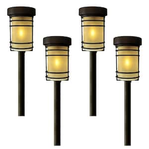 Black Integrated LED Outdoor Solar Pathway Lights with Frosted Glass (4-Pack)