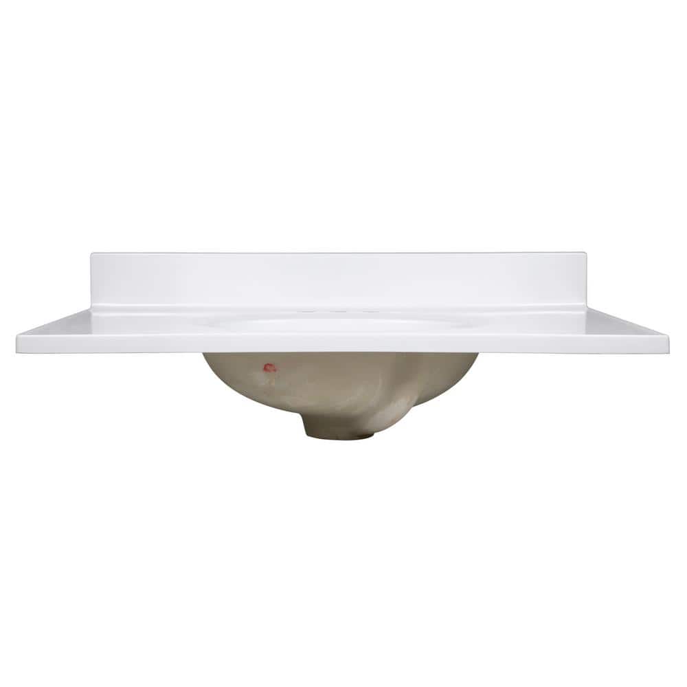 Solid White Cultured Marble Vanity Top with Backsplash, 31-inch
