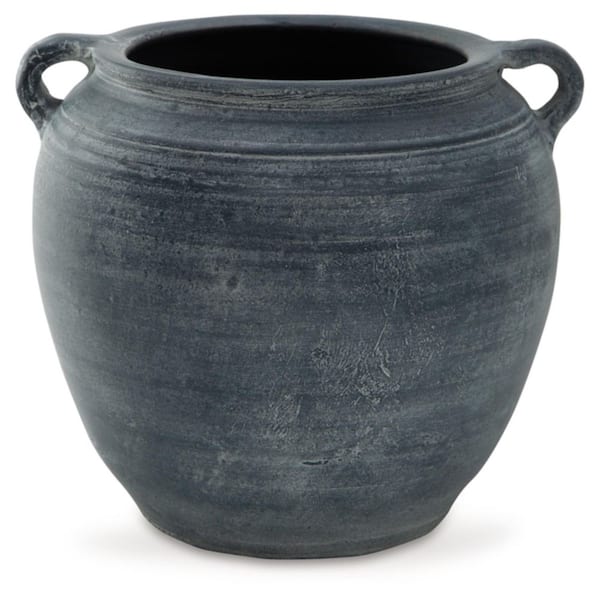 Signature DESIGN BY ASHLEY Meadie 9 in. Distressed Blue Terra Cotta Urn Vase