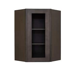 Lancaster Shaker Assembled 24 in. x 36 in. x 15 in. Wall Diagonal Corner Mullion Door Cabinet in Vintage Charcoal