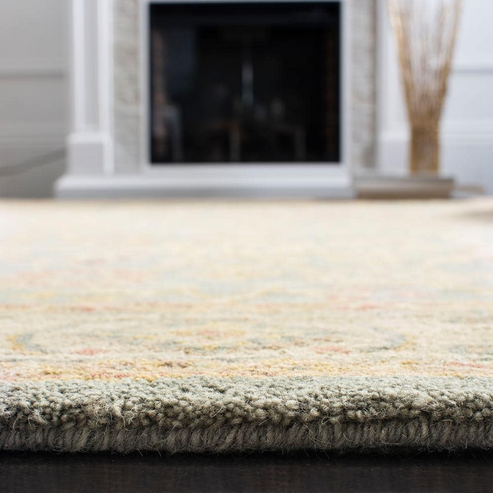 Handmade Blue Wool Tufted Square Area Rug, 8' x 8'