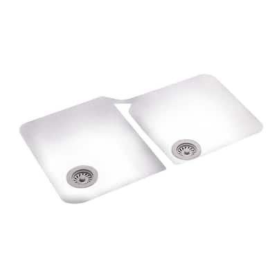 Undermount Solid Surface 33 in. 0-Hole 50/50 Double Bowl Kitchen Sink in White
