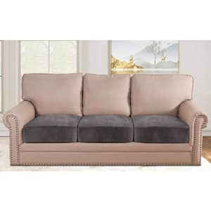 Gray 3-Piece Velvet Stretch Sofa Cushion Covers, Plush Cushion Slipcover, Furniture Protector for Sofa Cushion