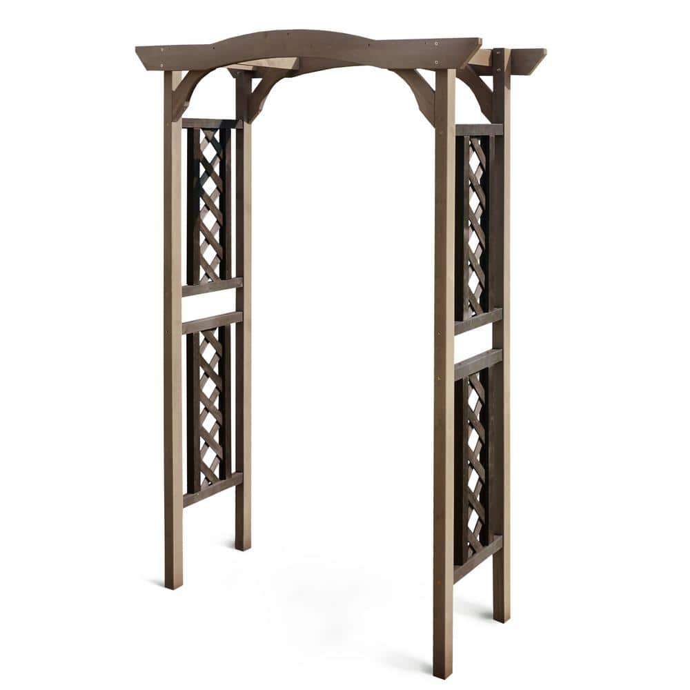 Norfolk Two-Tone Hemlock Wood Garden Arbor with Lattice Sides
