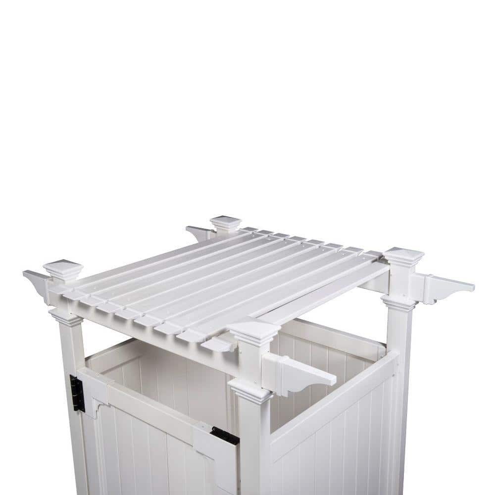 89in White Vinyl Outdoor Shower Enclosure Kit with Door