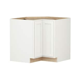 Shaker Partial OL 36 in W x 24 in D x 34.5 in H Plywood Assembled Lazy Susan Base Right Kitchen Cabinet in Linen White