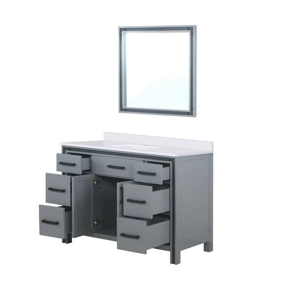 Lexora Ziva 48 in W x 22 in D Dark Grey Bath Vanity, Cultured