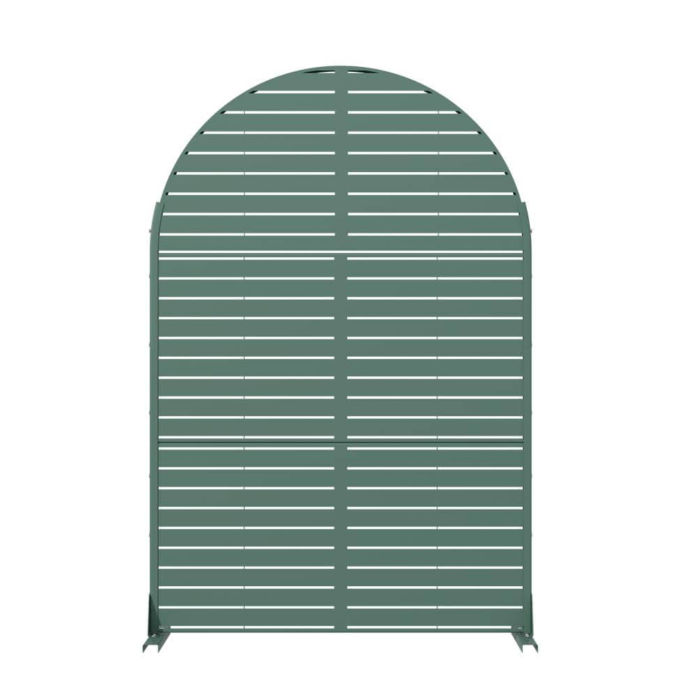 72 in. x 47 in. Arch Green Metal Decorative Privacy Screen Garden Fence Louvered Wall Decor Lattice Panel price history on PriceWatchPro