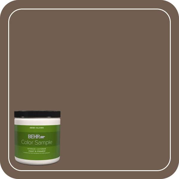BEHR PREMIUM PLUS 8 oz. #PPF-52 Rich Brown Semi-Gloss Interior/Exterior Paint & Primer Color Sample