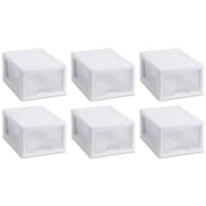 Small Box 6 qt. Modular Stacking Storage Drawer Container Closet (6-Pack)