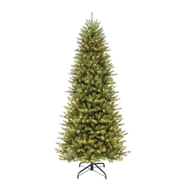 Puleo International 7.5 ft. Pre-Lit Slim Fraser Fir Artificial Christmas Tree with 500 Clear Lights