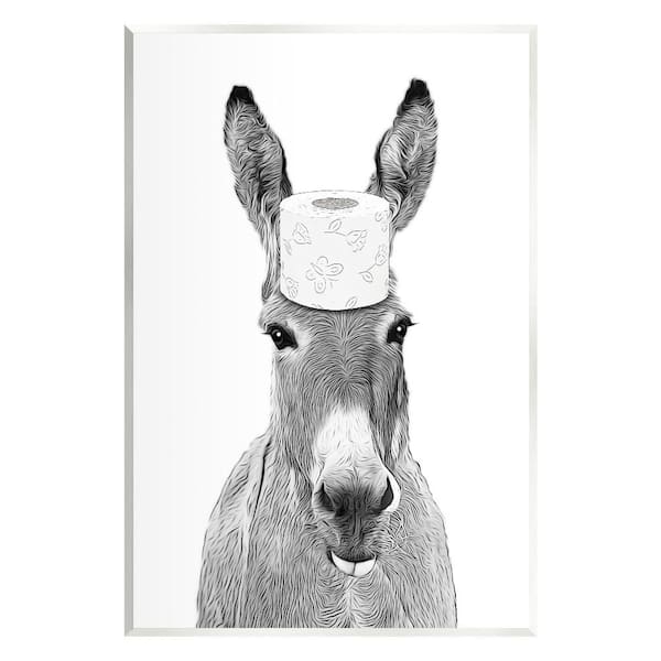 Stupell Industries Donkey Toilet Paper Funny Bathroom by Annalisa Latella 1-Piece Unframed Abstract Graphic Art Print 15 in. x 10 in.