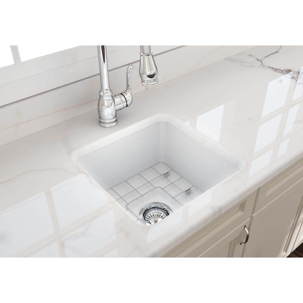 Matte White 18'' Fireclay Single Bowl Drop-in Kitchen Sink