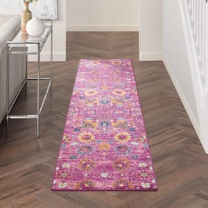 Passion Fuchsia 2 ft. x 10 ft. Floral Transitional Kitchen Runner Area Rug