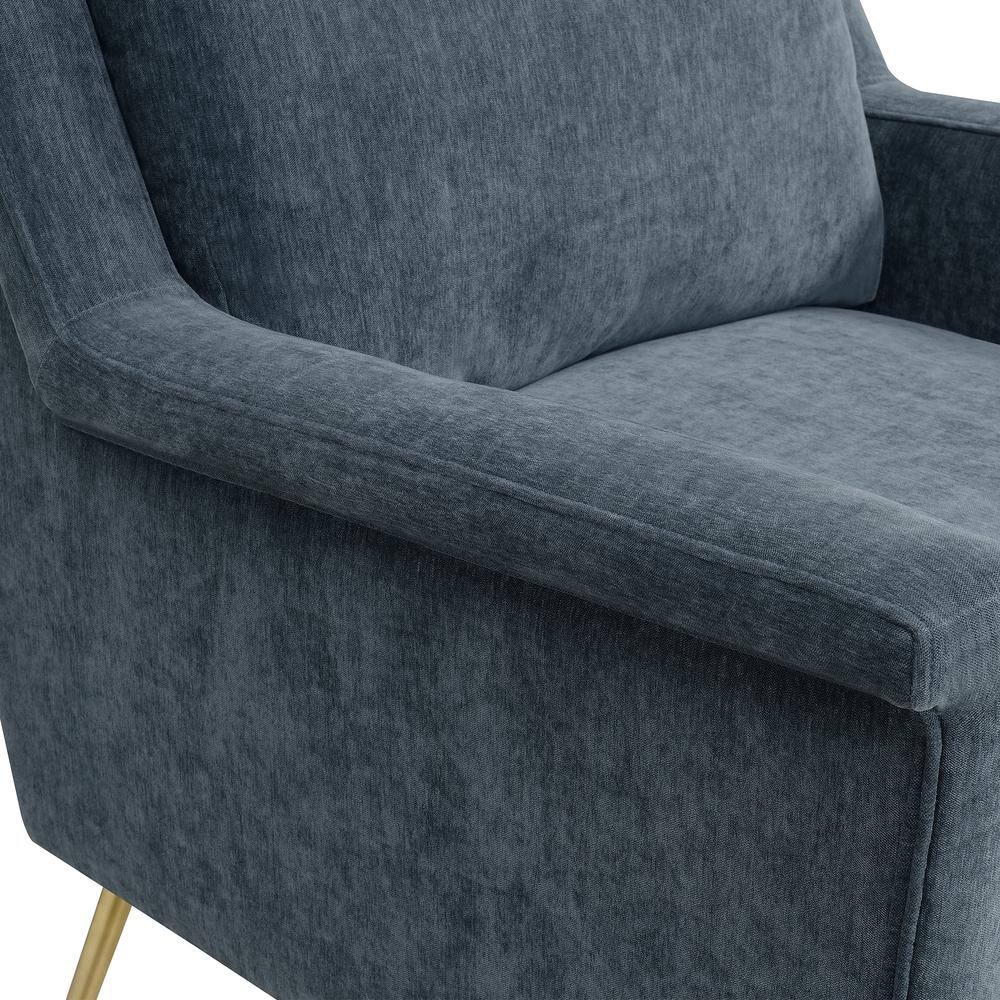 Mid-Century Slate Blue Accent Chair with Gold Legs
