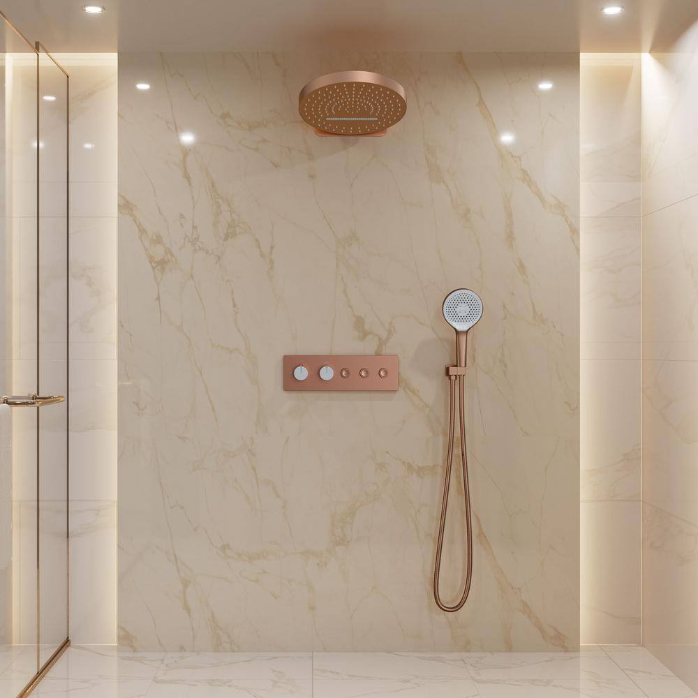 Brushed Rose Gold Stainless Steel Ceiling Mounted Shower System