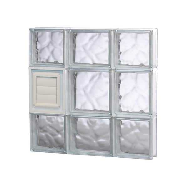 Clearly Secure 19.25 in. x 19.25 in. x 3.125 in. Frameless Wave Pattern Glass Block Window with Dryer Vent