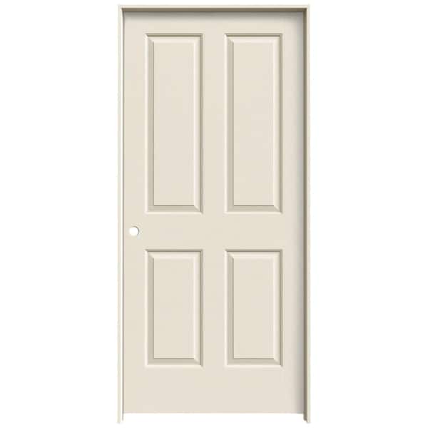JELD-WEN Textured 4-Panel Primed Molded Single Prehung Interior Door