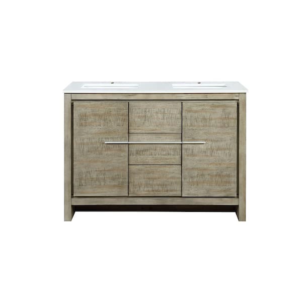 Lafarre 48 in W x 20 in D Rustic Acacia Double Bath Vanity and White Quartz Top