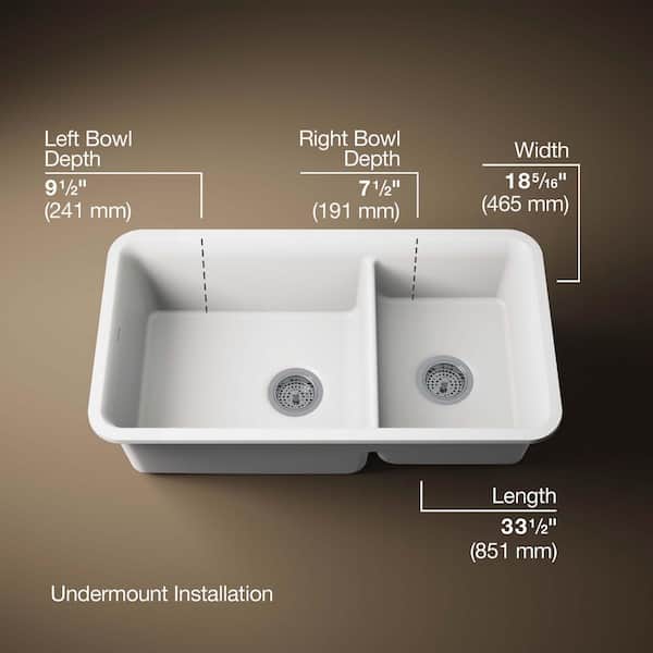 KOHLER Cairn Undermount Neoroc Granite Composite 33.5 in. Double