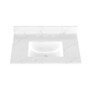 31 in. W x 22 in. D Quartz Vanity Top in Carrara White with White Rectangular Single Sink