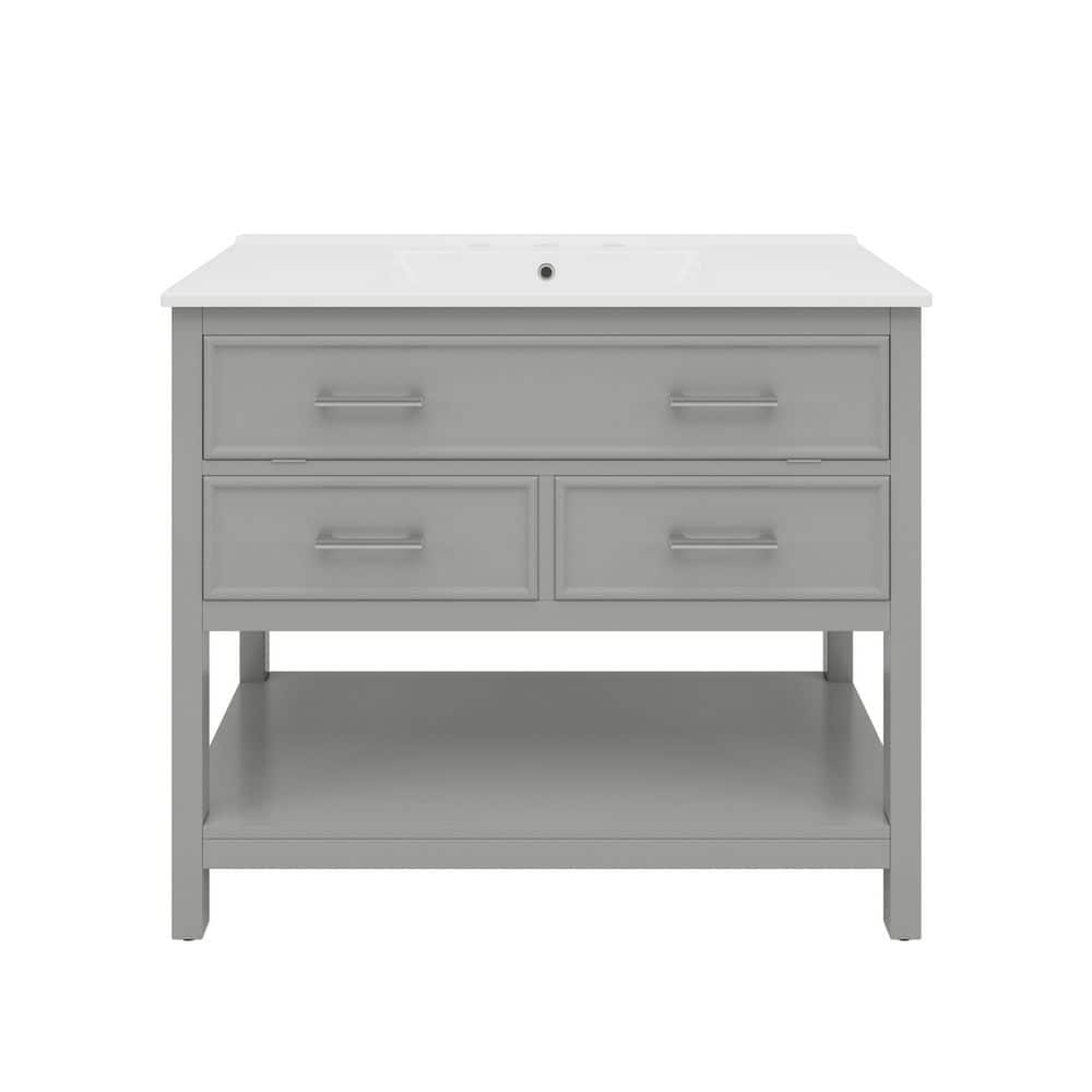 36in. Freestanding Single Sink Gray Bath Vanity with White Ceramic Top price history on PriceWatchPro