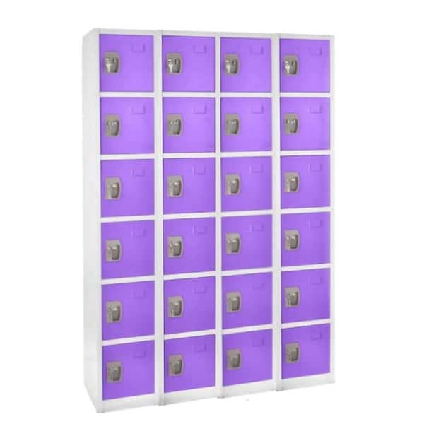 AdirOffice 629-Series 72 in. H 6-Tier Steel Key Lock Storage Locker Free Standing Cabinets for Home, School, Gym, Purple (4-Pack)