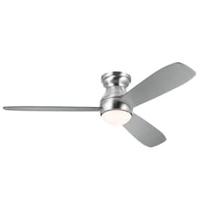 Bead 54 in. Integrated LED Indoor Brushed Stainless Steel Flush Mount Ceiling Fan with Remote