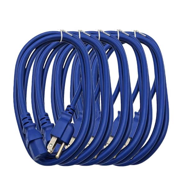 6 ft. Universal AC Power Cord UL Approved NEMA 5-15P to C13 18 AWG / 3-Conductors Indoor Blue (5-Pack)