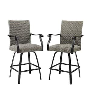 Swivel Wicker Outdoor Bar Stools, Patio Bar Chairs (2-Pack)