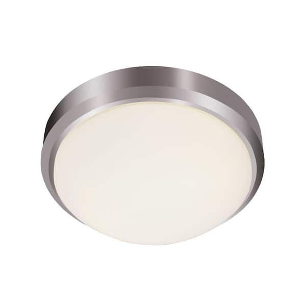 Bel Air Lighting Bliss 11 in. 1-Light Brushed Nickel Flush Mount Ceiling Light Fixture with Frosted Glass Shade