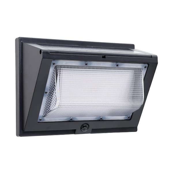 Westinghouse 120-Watt Equivalent Integrated LED Black Dusk to Dawn Solar Wall Pack Light with Motion Sensor 3000K/4000K/5000K