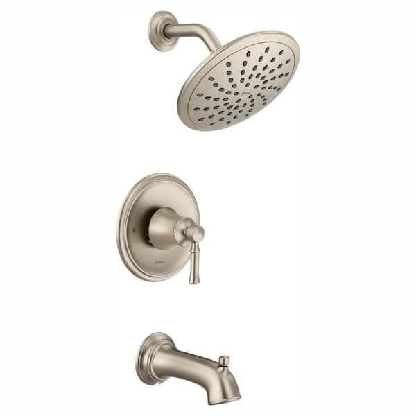 MOEN Dartmoor Posi-Temp Rain Shower Single-Handle Tub and Shower Faucet Trim Kit in Brushed Nickel (Valve Not Included)