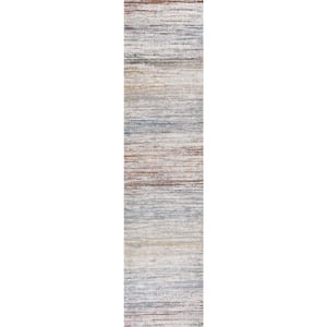 Loom Modern Strie' Gray/Blue/Orange 2 ft. x 8 ft. Runner Rug