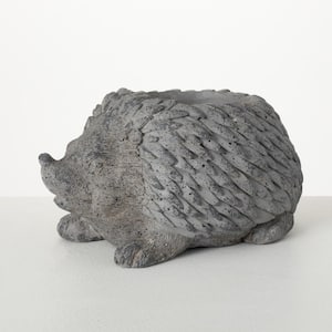 6.75 in. Charcoal Gray Hedgehog Cast Planter