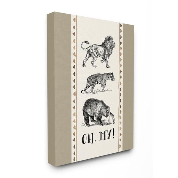 Stupell Industries 30 in. x 40 in. "Lions and Tigers and Bears Oh My Tribal Geo Triangles" by Tara Moss Canvas Wall Art