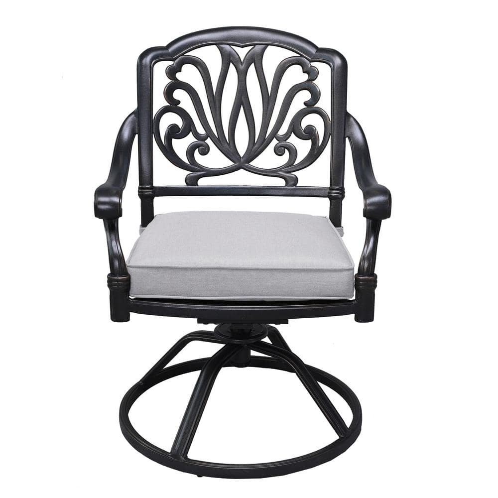 Dark Gray Frame Aluminum Outdoor Dining Chair Patio Swivel Rocker Chairs, W