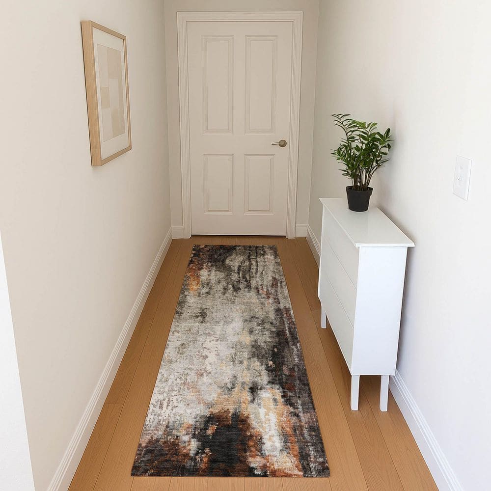 Mayfield Premium Machine Washable Abstract AMF1640 Gray 2 ft. 3 in. x 7 ft. 6 in. Runner Rug price history on PriceWatchPro