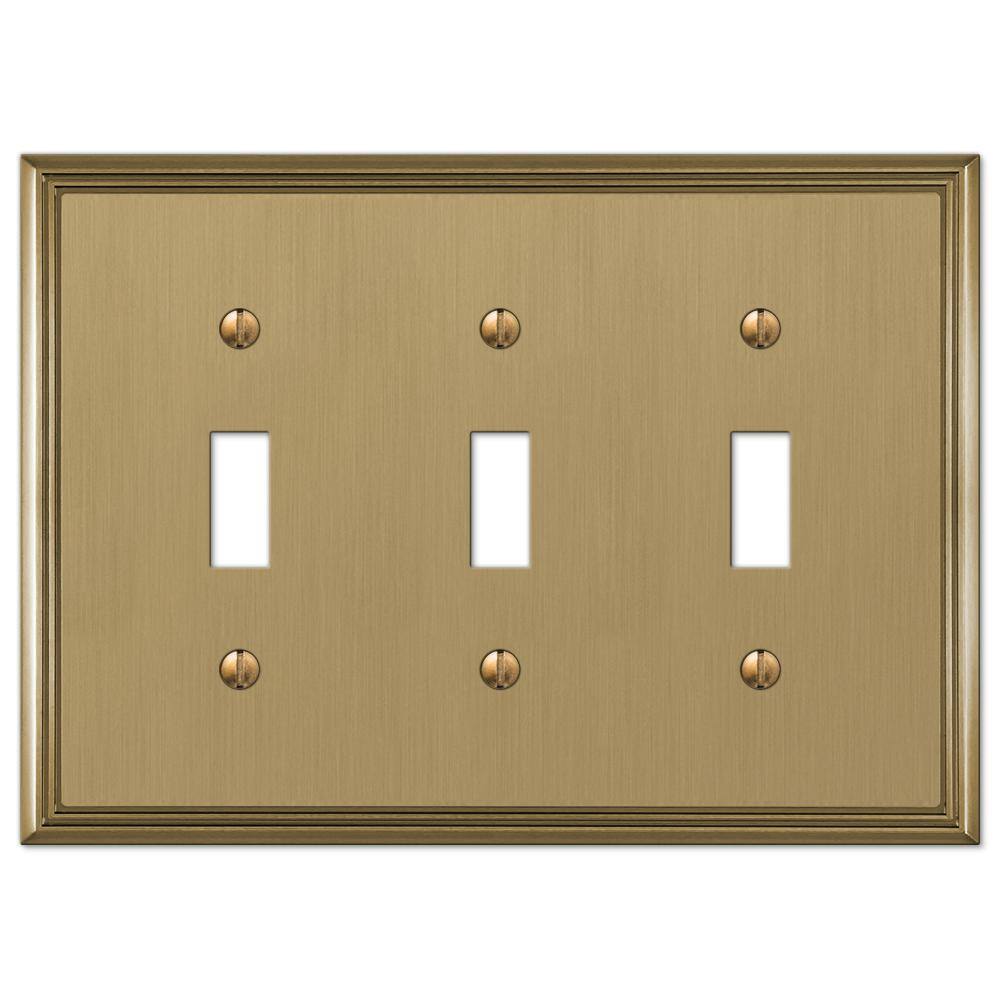 Brushed Bronze Triple Toggle Metal Wall Plate