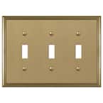 Rhodes 3 Gang Toggle Metal Wall Plate - Brushed Bronze