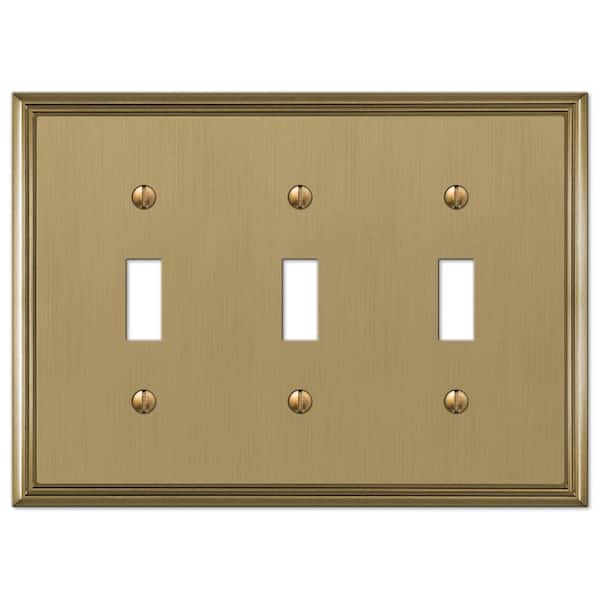 AMERELLE Rhodes 3 Gang Toggle Metal Wall Plate - Brushed Bronze