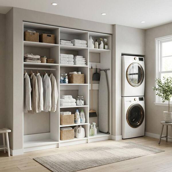 MODULAR CLOSETS Alto Laundry Room 99 in. W Oak Medium Hang, Shelf
