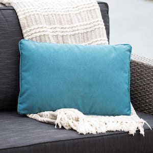 16.5 x 9.5 in. Teal Rectangular Outdoor Lumbar Pillow, Waterproof Decorative Pillow for Patio Furniture