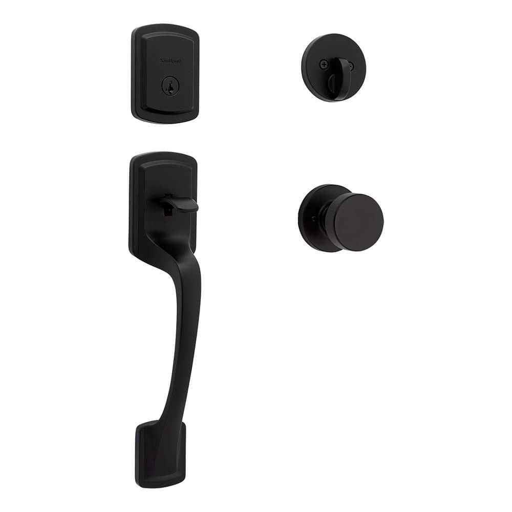Prague Matte Black Keyed Entry Single Cylinder Door Handleset with Interior Pismo Doorknob Featuring SmartKey Security price history on PriceWatchPro