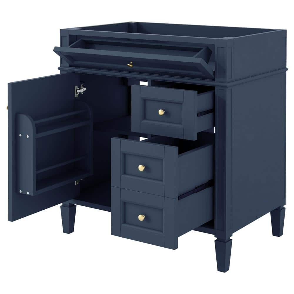 Nestfair 29.3 in. W x 17.87 in. D x 33 in. H Bath Vanity Cabinet without Top in Blue with a Tip-out Drawer and 2-Drawers