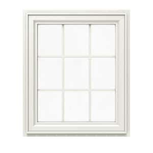 29.5 in. x 35.5 in. V-4500 Series White Vinyl Right-Handed Casement Window with Colonial Grids/Grilles